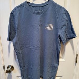 Life Is Good Men's Slate Blue American Flag Short Sleeve Tee